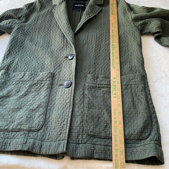 Madewell Blazer Diamond Jacquard Shaw Olive Green Small Quilted 100% Cotton - Picture 6 of 11